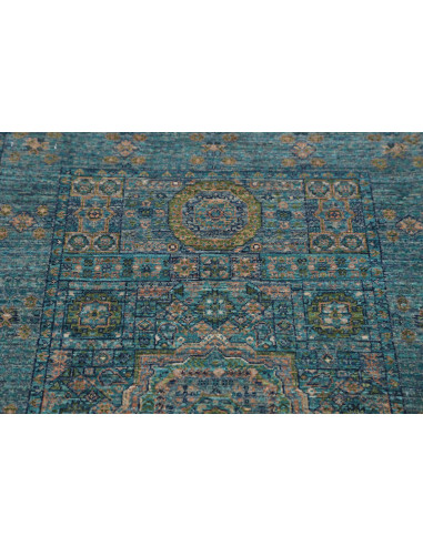 Rug Mamlouk Pakistan 79x208 Teal Gold Beige