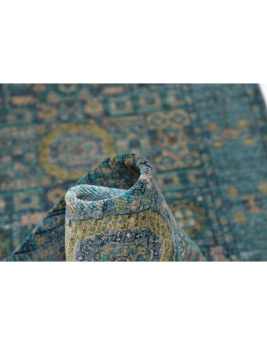 Tappeto Mamlouk Pakistan 79x208 Blu Petrolio Or
