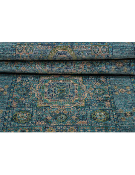 Tappeto Mamlouk Pakistan 79x208 Blu Petrolio Or