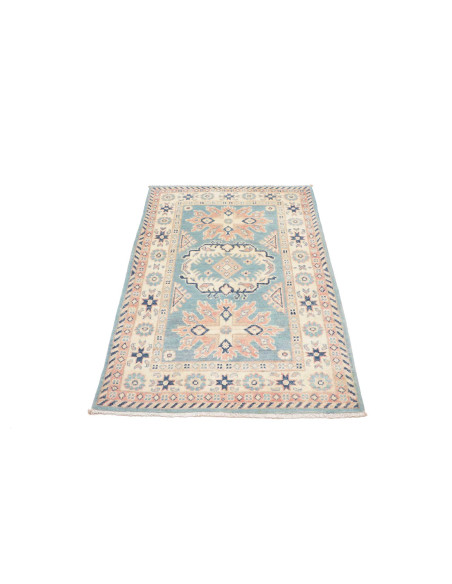 Tappeto Kazak Afghanistan 83x126 Azzurro Crema