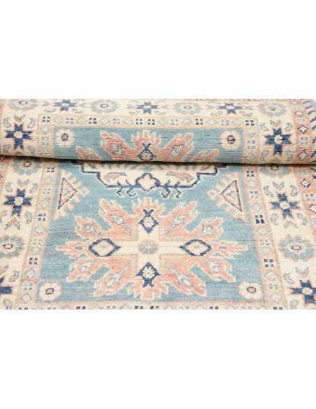Rug Kazak Afghanistan 83x126 Sky Blue Cream Pea