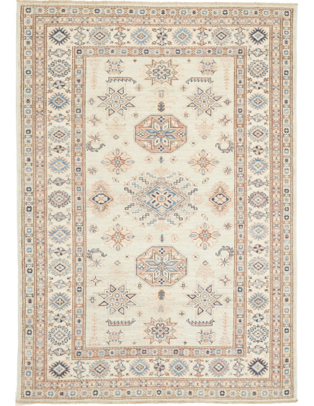 Rug Kazak Fine Pakistan 124x178 Cream Blue Terr