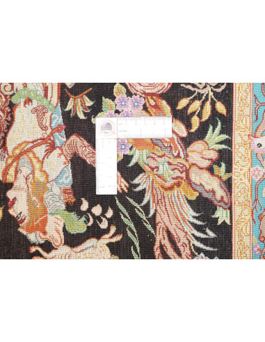 Tappeto Ghom Seta Persia 100x148 Nero Oro Rosso