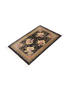 Tappeto Ghom Seta Persia 60x92 Nero Oro Beige R 2