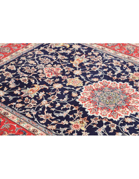 Tappeto Isfahan Persia 157x232 Blu Notte Rosso