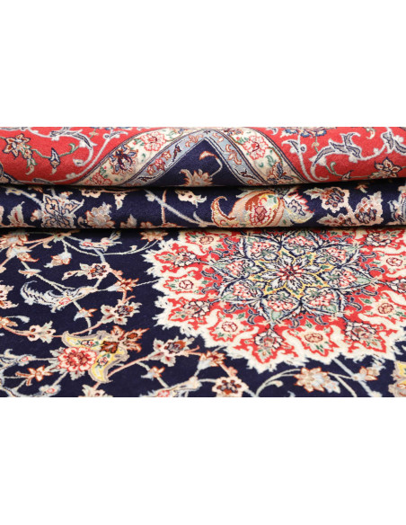 Tappeto Isfahan Persia 157x232 Blu Notte Rosso