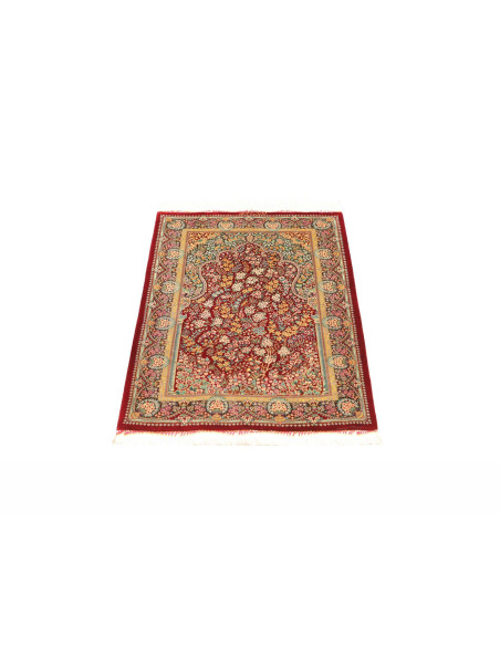 Rug Ghom Silk Persia 58x87 Bordeaux Red Gold Gr