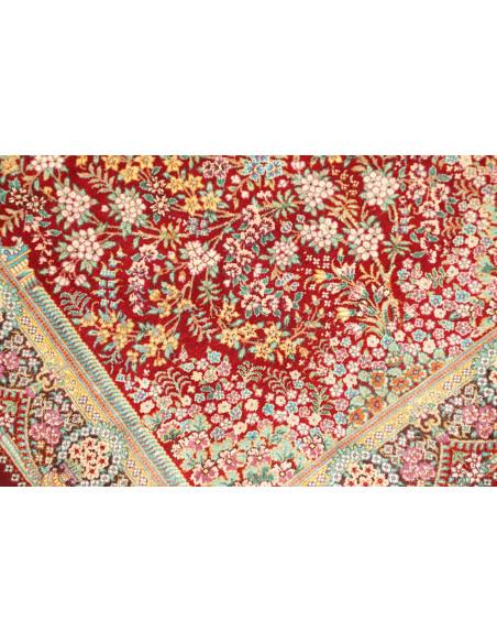 Rug Ghom Silk Persia 58x87 Bordeaux Red Gold Gr