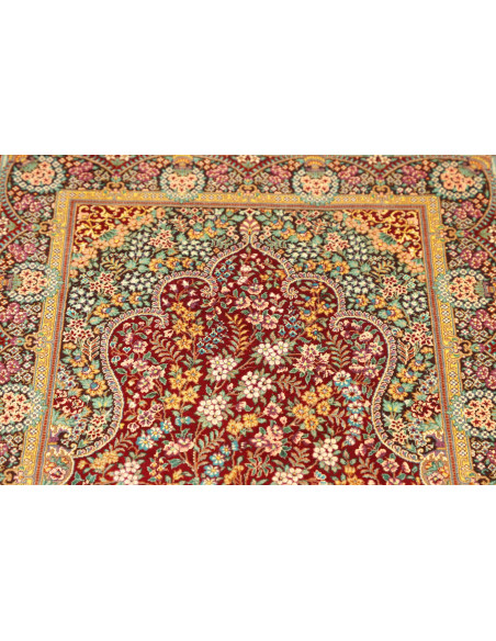 Rug Ghom Silk Persia 58x87 Bordeaux Red Gold Gr