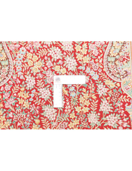 Rug Ghom Silk Persia 58x87 Bordeaux Red Gold Gr