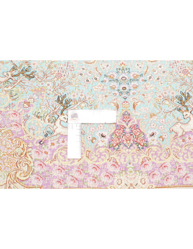 Tappeto Ghom Seta Persia 82x120 Turchese Blu Or