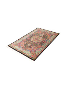 Rug Ghom Silk Persia 100x155 Black Powder Pink 2