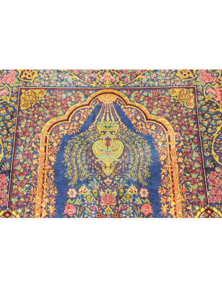 Rug Ghom Silk Persia 59x90 Sapphire Blue Gold R
