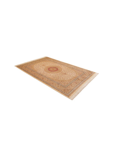 Rug Ghom Silk Persia 161x237 Cream Gold Red Ora