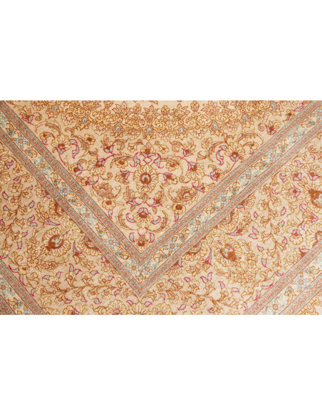 Rug Ghom Silk Persia 161x237 Cream Gold Red Ora