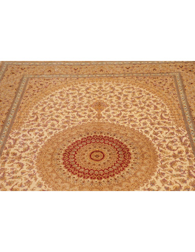 Rug Ghom Silk Persia 161x237 Cream Gold Red Ora