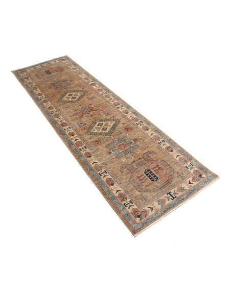 Tappeto Kazak Fine Pakistan 76x249 Marrone Blu