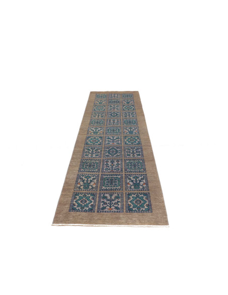 Tappeto Bakhteari Pakistan bianco grigio 77x237