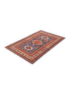 Tappeto Kazak Fine Pakistan 101x149 Blu Rosso A 2