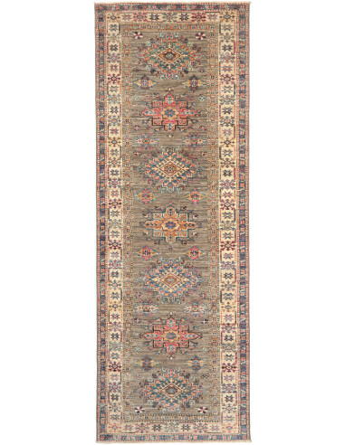 Rug Kazak Fine Pakistan 80x243 Grey Brown Coral