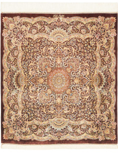 Rug Ghom Silk Persia 96x108 Dark Reddish Brown