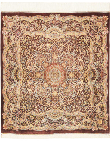 Rug Ghom Silk Persia 96x108 Dark Reddish Brown