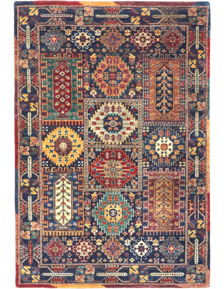Tappeto Tribal Pakistan 100x152 Blu Navy Rosso