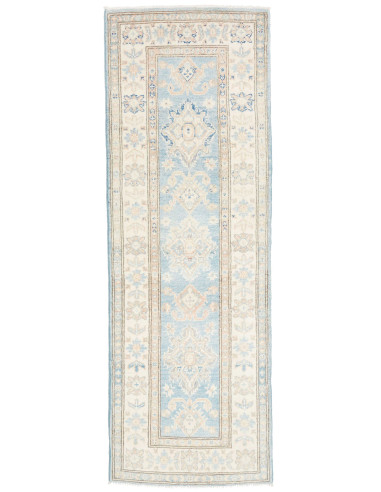Tappeto Kazak Afghanistan 65x202 Azzurro Crema