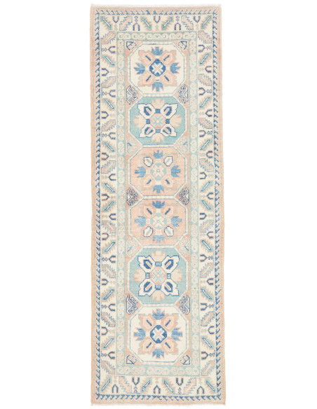 Rug Kazak Afghanistan 61x182 Ivory Powder Blue