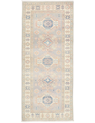 Tappeto Kazak Afghanistan 83x195 Grigio Chiaro