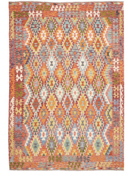 Rug Kilim Afghanistan maroon brown 210x304