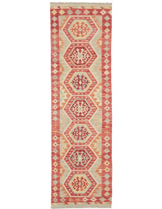 Rug Kilim Afghanistan 58x196 Red Burgundy Cream