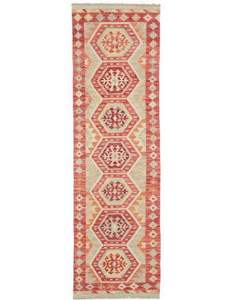 Tappeto Kilim Afghanistan 58x196 Rosso Bordeaux