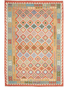 Rug Kilim Afghanistan maroon brown 205x298