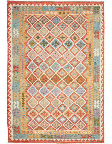 Rug Kilim Afghanistan maroon brown 205x298