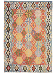 Rug Kilim Afghanistan maroon grey 208x301