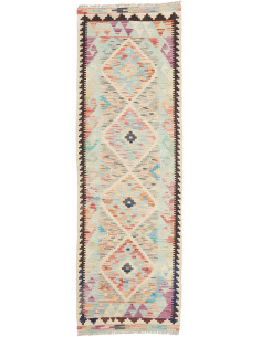 Tappeto Kilim Afghanistan 62x193 Azzurro Crema
