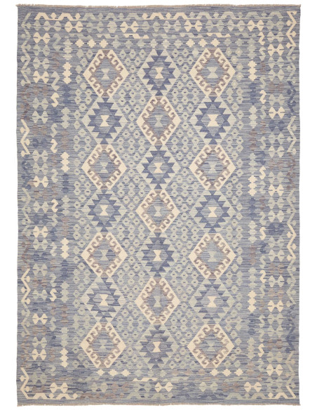 Tappeto Kilim Afghanistan 204x291 Blues Cream M
