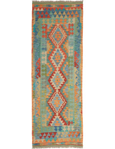 Rug Kilim Afghanistan 85x243 Turquoise Blue Ora