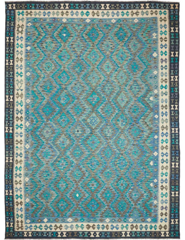 Tappeto Kilim Afghanistan 255x344 Turchese Blu
