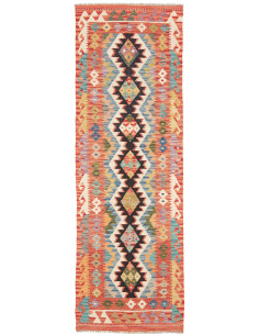 Rug Kilim Afghanistan maroon grey 79x243