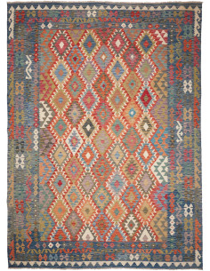 Rug Kilim Afghanistan 252x347 Blue Red Orange B