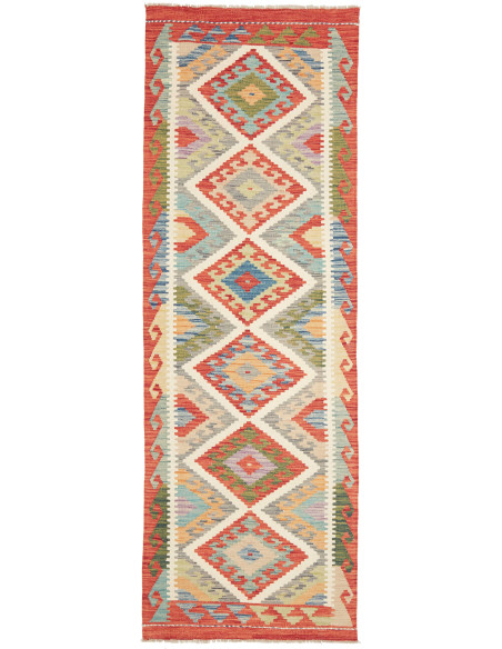 Rug Kilim Afghanistan maroon white 81x243