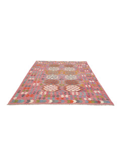 Rug Kilim Afghanistan 184x251 Reddish Pink Turq 2