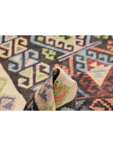 Rug Kilim Afghanistan 169x256 Black Beige Multi