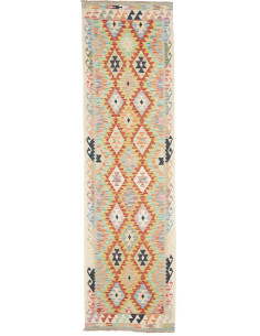 Tappeto Kilim Afghanistan beige bianco 83x295