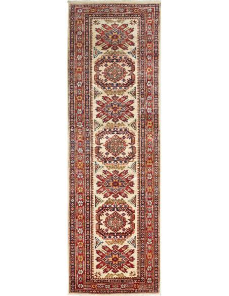 Rug Kazak Fine Pakistan 78x267 Cream Red Blue G
