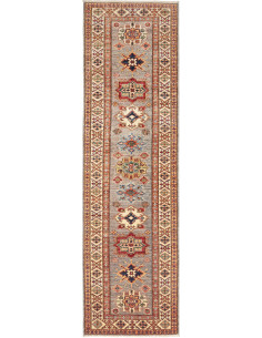 Tappeto Kazak Fine Pakistan 83x291 Grigio Blu R