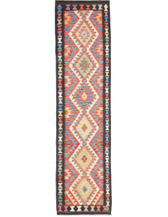 Rug Kilim Afghanistan maroon grey 76x294