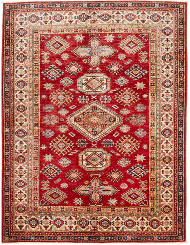 Rug Kazak Fine Pakistan 145x190 Ruby Red Cream